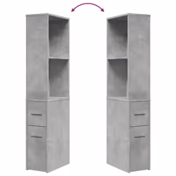 vidaXL Narrow Bathroom Cupboard with Wheels Storage Cabinet Engineered Wood - concrete grey - Additional view 7