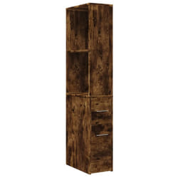 vidaXL Narrow Bathroom Cupboard with Wheels Storage Cabinet Engineered Wood - smoked oak