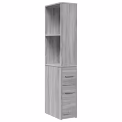 vidaXL Narrow Bathroom Cupboard with Wheels Storage Cabinet Engineered Wood - grey sonoma