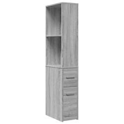 vidaXL Narrow Bathroom Cupboard with Wheels Storage Cabinet Engineered Wood - grey sonoma