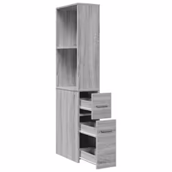 vidaXL Narrow Bathroom Cupboard with Wheels Storage Cabinet Engineered Wood - grey sonoma - Additional view 6