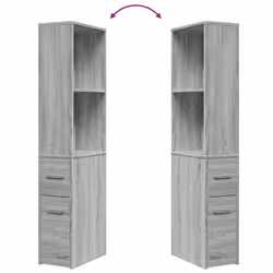 vidaXL Narrow Bathroom Cupboard with Wheels Storage Cabinet Engineered Wood - grey sonoma - Additional view 7