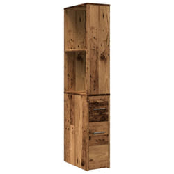 vidaXL Narrow Bathroom Cupboard with Wheels Storage Cabinet Engineered Wood - old wood