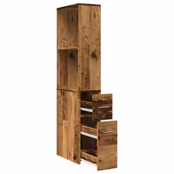 vidaXL Narrow Bathroom Cupboard with Wheels Storage Cabinet Engineered Wood - old wood - Additional view 6
