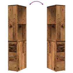 vidaXL Narrow Bathroom Cupboard with Wheels Storage Cabinet Engineered Wood - old wood - Additional view 7