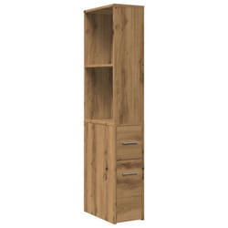 vidaXL Narrow Bathroom Cupboard with Wheels Storage Cabinet Engineered Wood - artisian oak