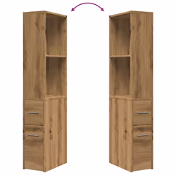 vidaXL Narrow Bathroom Cupboard with Wheels Storage Cabinet Engineered Wood - artisian oak - Additional view 7