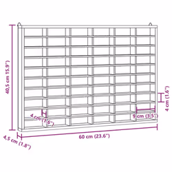 vidaXL Wall Display Cabinet with 80 Compartments Display Case Display Shelf - 60 x 4.5 x 40.5 cm - Additional view 8