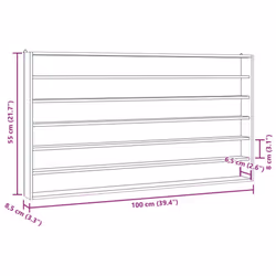 vidaXL Wall Display Cabinet with 6 Shelves Display Case Wall Display Shelf - 100 x 8.5 x 55 cm - Additional view 3
