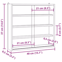 vidaXL Wall Display Cabinet with Doors Display Case Wall Display Shelf Unit - 40 x 8.5 x 37 cm - Additional view 9