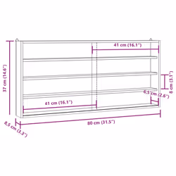 vidaXL Wall Display Cabinet with Doors Display Case Wall Display Shelf Unit - 80 x 8.5 x 37 cm - Additional view 9