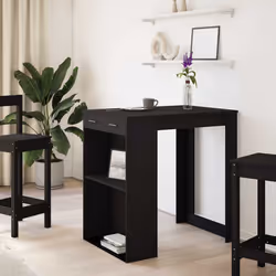 vidaXL Bar Table Kitchen Counter Table Bistro Table Black Engineered Wood