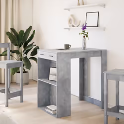 vidaXL Bar Table Kitchen Pub Table Bistro Table Concrete Grey Engineered Wood