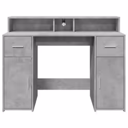 vidaXL Desk with LED Lights Study Working Table Concrete Grey Engineered Wood - Additional view 5