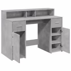 vidaXL Desk with LED Lights Study Working Table Concrete Grey Engineered Wood - Additional view 8