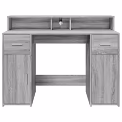 vidaXL Desk with LED Lights Writing Working Table Grey Sonoma Engineered Wood - Additional view 5