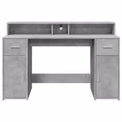 vidaXL Desk with LED Lights Study Working Table Concrete Grey Engineered Wood - Additional view 5