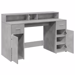 vidaXL Desk with LED Lights Study Working Table Concrete Grey Engineered Wood - Additional view 8