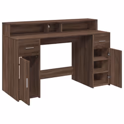 vidaXL Desk with LED Lights Writing Working Table Brown Oak Engineered Wood - Additional view 8