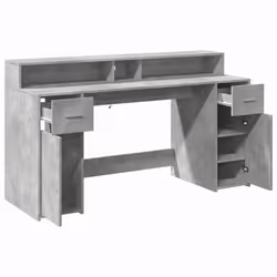 vidaXL Desk with LED Lights Study Working Table Concrete Grey Engineered Wood - Additional view 8