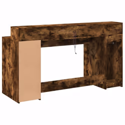 vidaXL Desk with LED Lights Writing Working Table Smoked Oak Engineered Wood - Additional view 7