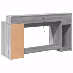 vidaXL Desk with LED Lights Writing Working Table Grey Sonoma Engineered Wood - Additional view 7