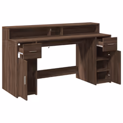 vidaXL Desk with LED Lights Writing Working Table Brown Oak Engineered Wood - Additional view 8