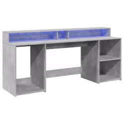 vidaXL Desk with LED Lights Study Working Table Concrete Grey Engineered Wood - Additional view 2