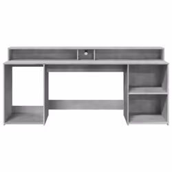 vidaXL Desk with LED Lights Study Working Table Concrete Grey Engineered Wood - Additional view 5