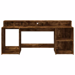 vidaXL Desk with LED Lights Writing Working Table Smoked Oak Engineered Wood - Additional view 5