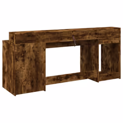 vidaXL Desk with LED Lights Writing Working Table Smoked Oak Engineered Wood - Additional view 7