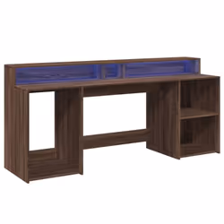 vidaXL Desk with LED Lights Writing Working Table Brown Oak Engineered Wood - Additional view 2