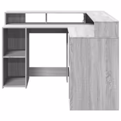 vidaXL Desk with LED Lights Writing Working Table Grey Sonoma Engineered Wood - Additional view 5