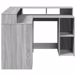 vidaXL Desk with LED Lights Writing Working Table Grey Sonoma Engineered Wood - Additional view 6