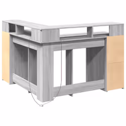 vidaXL Desk with LED Lights Writing Working Table Grey Sonoma Engineered Wood - Additional view 7