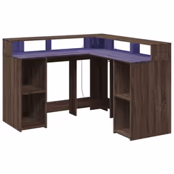 vidaXL Desk with LED Lights Writing Working Table Brown Oak Engineered Wood - Additional view 2