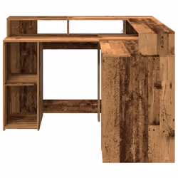 vidaXL Desk with LED Lights Writing Working Table Old Wood Engineered Wood - Additional view 5