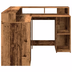 vidaXL Desk with LED Lights Writing Working Table Old Wood Engineered Wood - Additional view 6