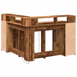 vidaXL Desk with LED Lights Writing Working Table Old Wood Engineered Wood - Additional view 7