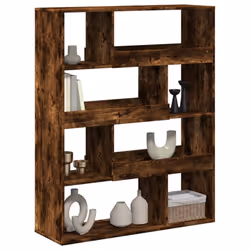 vidaXL Room Divider Privacy Screen Room Partition Bookcase Engineered Wood - smoked oak, 100 x 33 x 125.5 cm