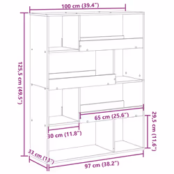 vidaXL Room Divider Privacy Screen Room Partition Bookcase Engineered Wood - old wood, 100 x 33 x 125.5 cm