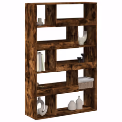 vidaXL Room Divider Privacy Screen Room Partition Bookcase Engineered Wood - smoked oak, 100 x 33 x 156.5 cm