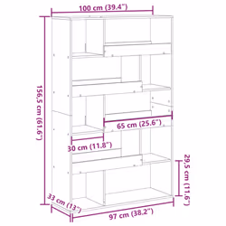 vidaXL Room Divider Privacy Screen Room Partition Bookcase Engineered Wood - smoked oak, 100 x 33 x 156.5 cm