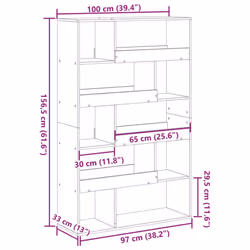 vidaXL Room Divider Privacy Screen Room Partition Bookcase Engineered Wood - old wood, 100 x 33 x 156.5 cm