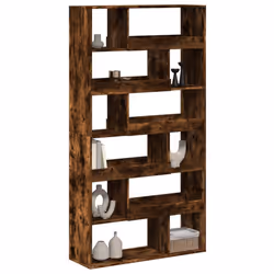 vidaXL Room Divider Privacy Screen Room Partition Bookcase Engineered Wood - smoked oak, 100 x 33 x 187.5 cm