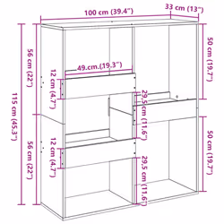 vidaXL Room Divider Privacy Screen Room Partition Bookcase Engineered Wood - black, 100 x 33 x 115 cm