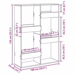 vidaXL Room Divider Privacy Screen Room Partition Bookcase Engineered Wood - black, 100 x 33 x 135 cm