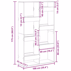 vidaXL Room Divider Privacy Screen Room Partition Bookcase Engineered Wood - black, 100 x 33 x 175 cm