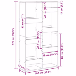 vidaXL Room Divider Privacy Screen Room Partition Bookcase Engineered Wood - grey sonoma, 100 x 33 x 175 cm