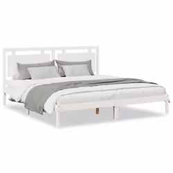 vidaXL Bed Frame Wooden Platform Bed Bedstead Bedroom Bed Base Solid Wood - white, 180 x 210 cm